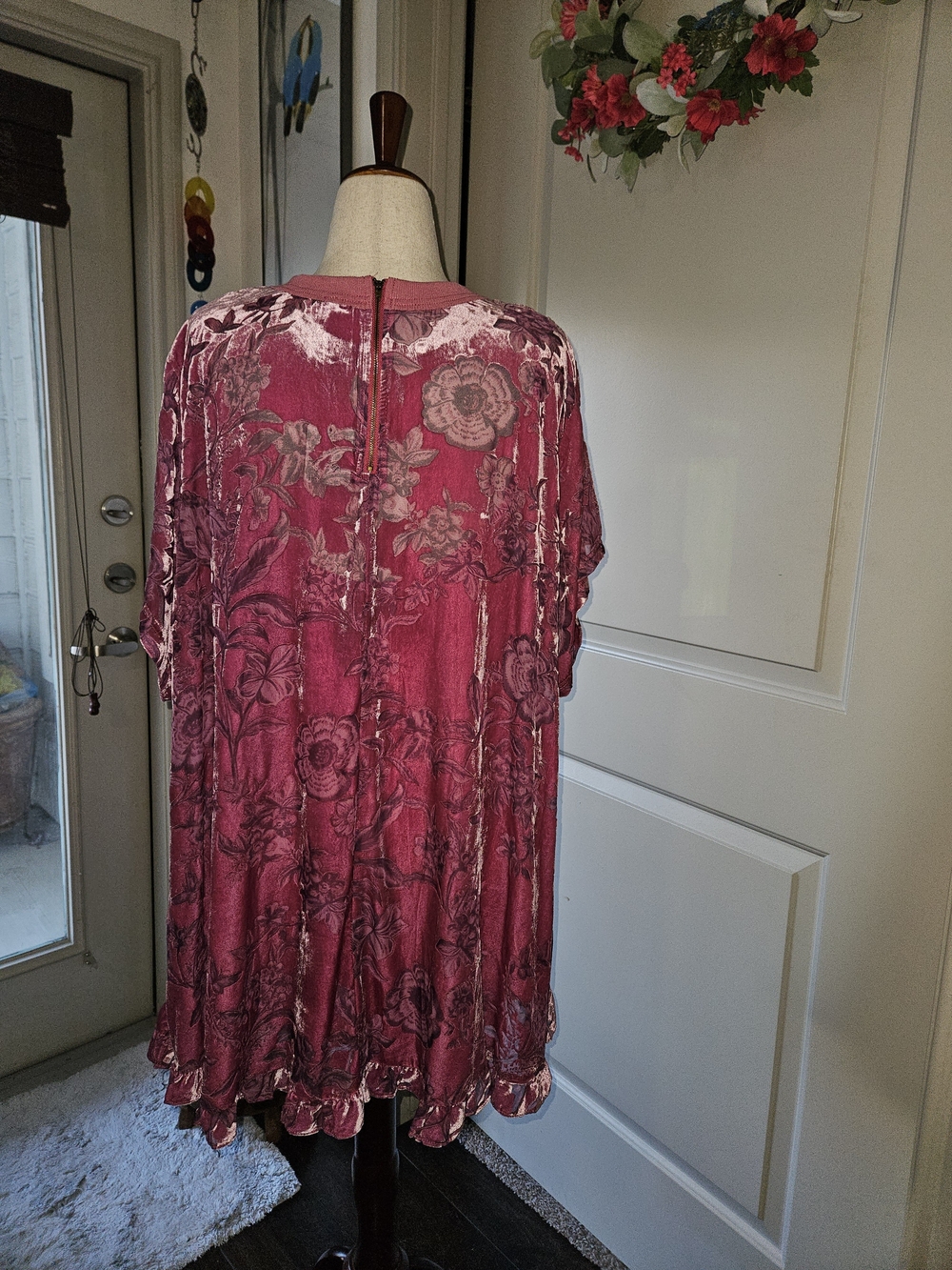 Free People Burnout Rose Velvet Floral Midi Dress - Picture 3 of 7